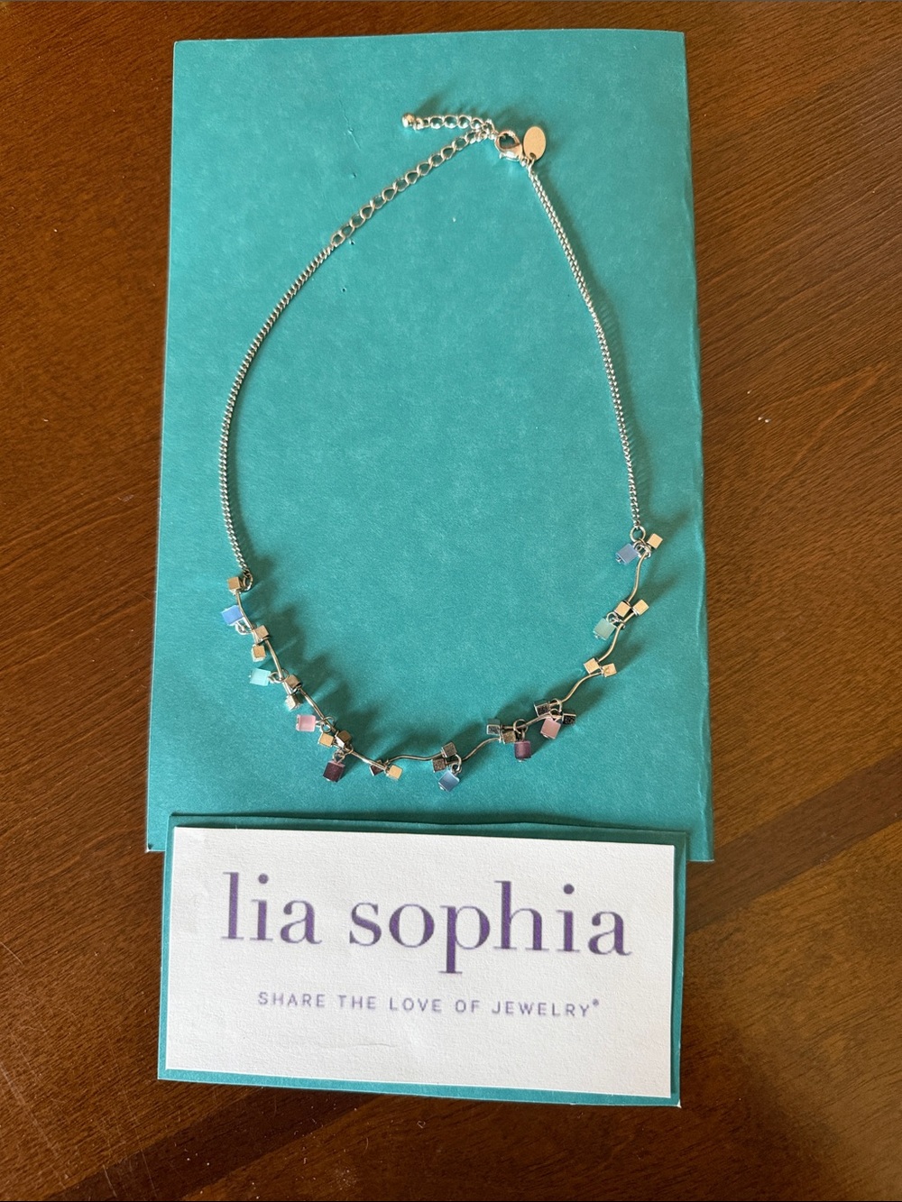Lia Sophia Silver “Chatterbox” Necklace with Multicolor Crystal Accents 15-18”